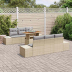 Garten Essgruppe mit Kissen 7 pcs Beige und Grau