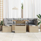 Garten Essgruppe mit Kissen 7 pcs Beige und Grau