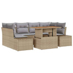 Garten Essgruppe mit Kissen 7 pcs Beige und Grau