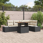 Garten Essgruppe mit Kissen 6 pcs Schwarz und Creme
