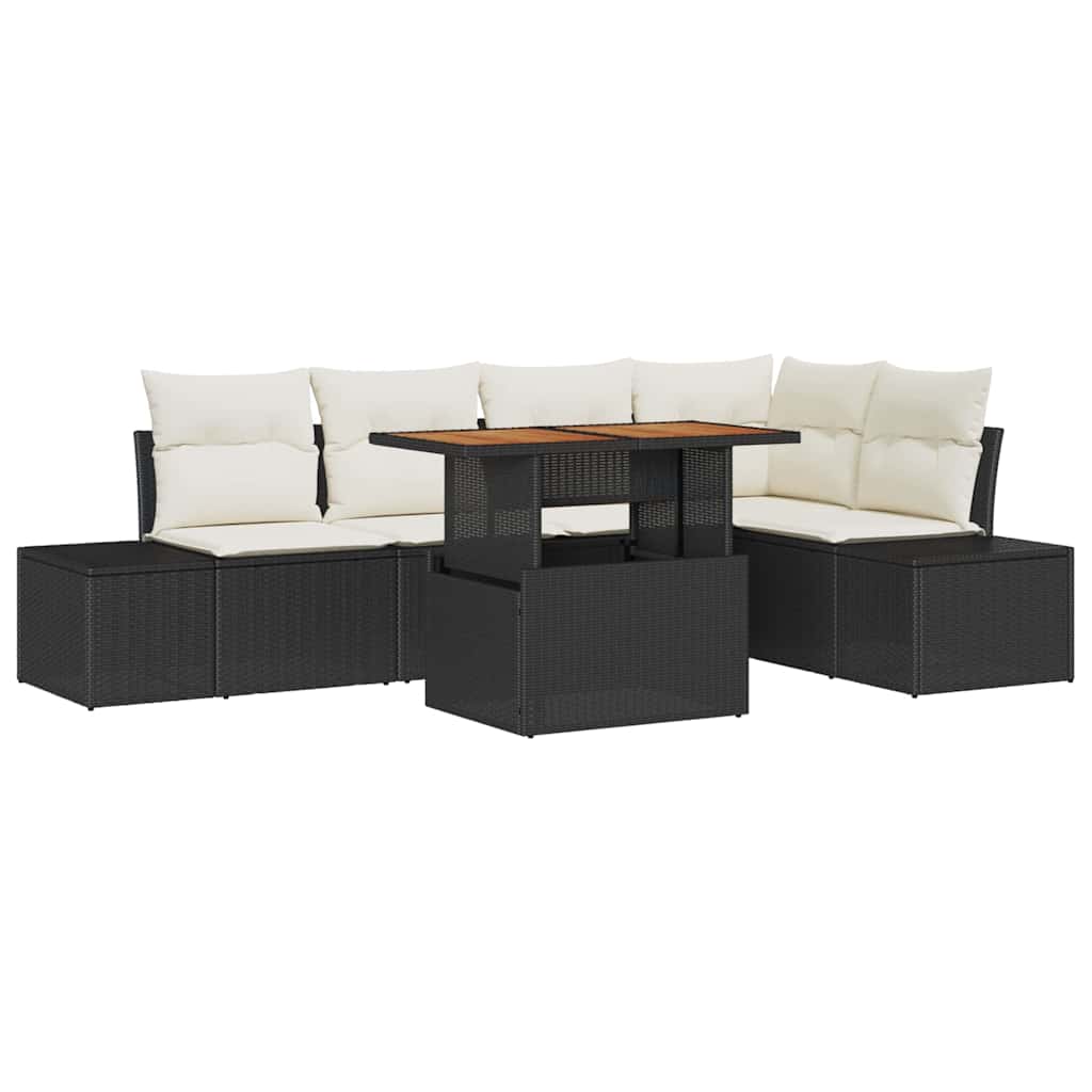 Garten Essgruppe mit Kissen 6 pcs Schwarz und Creme