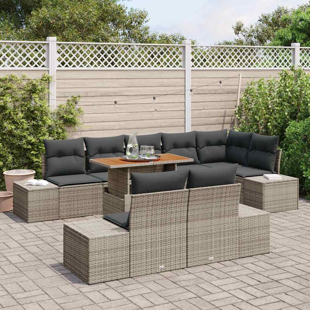 Garten Essgruppe mit Kissen 9 pcs Grau und Braun