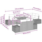 Garten Essgruppe mit Kissen 9 pcs Grau und Braun