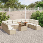 Garten-Sofa-Set mit Kissen 11 pcs Beige und Creme