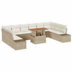 Garten-Sofa-Set mit Kissen 11 pcs Beige und Creme