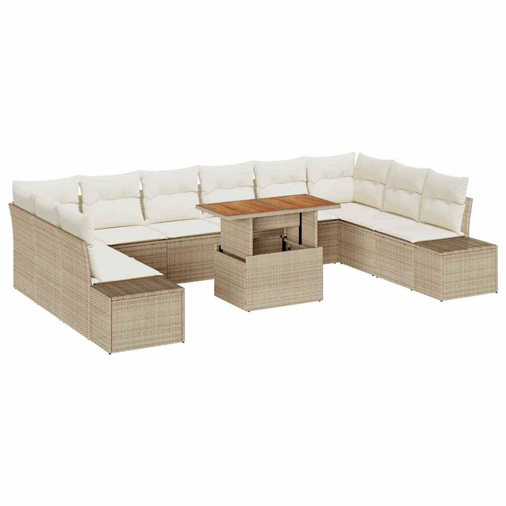Garten-Sofa-Set mit Kissen 11 pcs Beige und Creme