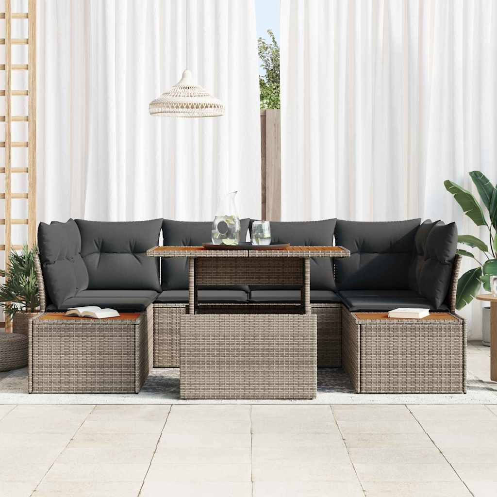 Garten Essgruppe mit Kissen 9 pcs Grau und Braun