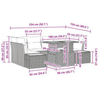 Garten Essgruppe mit Kissen 9 pcs Grau und Braun