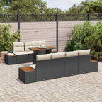 Garten-Sofa-Set mit Kissen 8 pcs Schwarz Poly Rattan