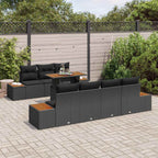 Garten-Sofa-Set mit Kissen 8 pcs Schwarz Poly Rattan