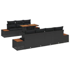 Garten-Sofa-Set mit Kissen 8 pcs Schwarz Poly Rattan