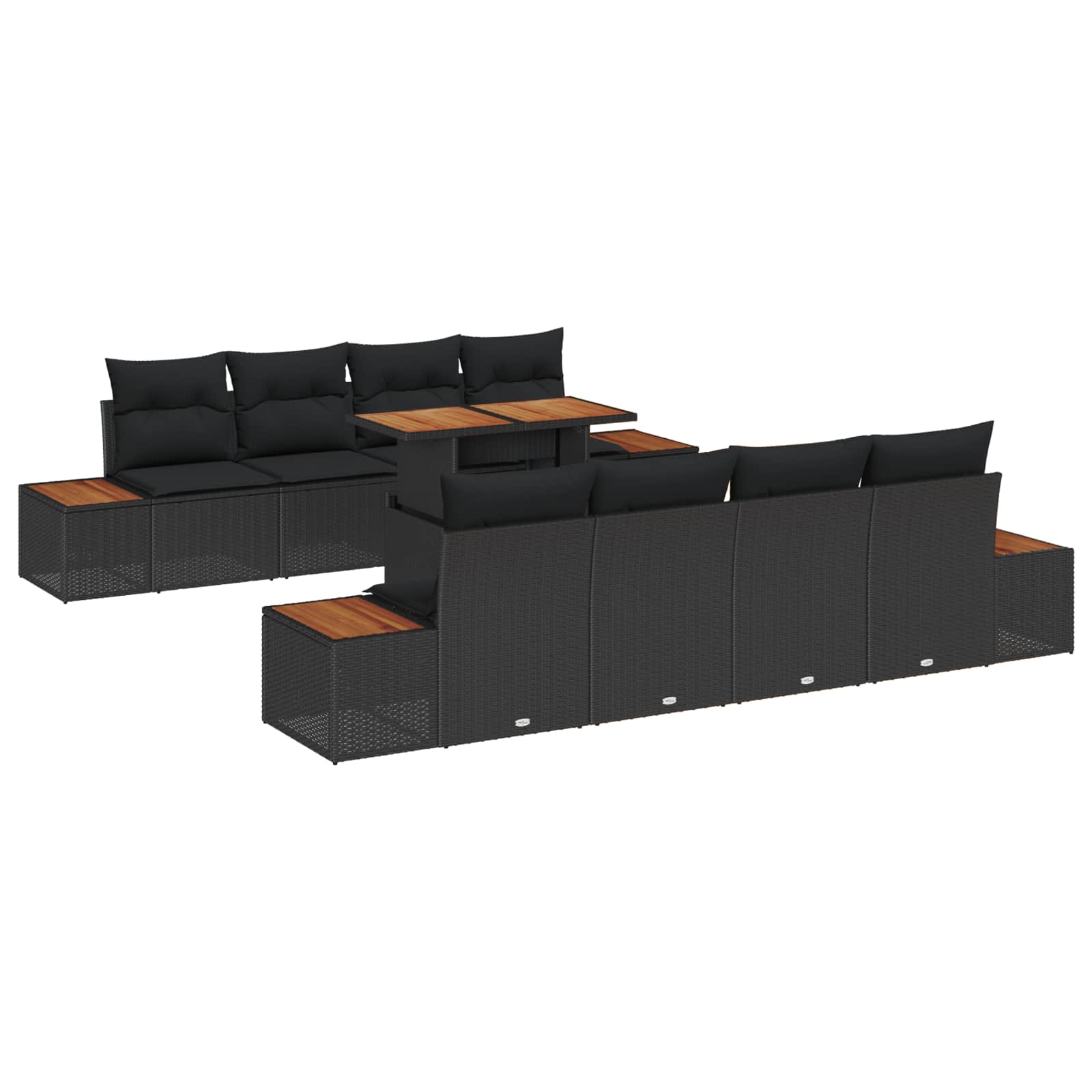 Garten Essgruppe mit Kissen 9 pcs Schwarz und Braun