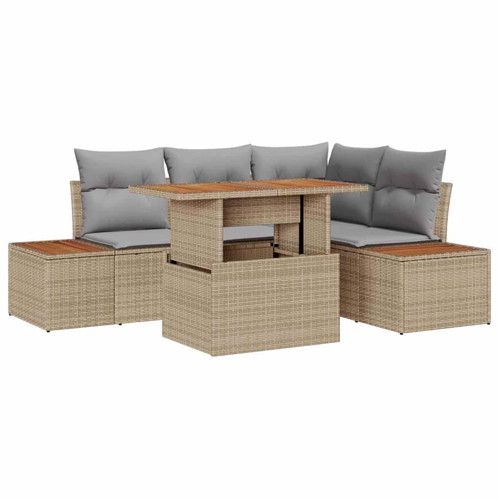 Garten Essgruppe mit Kissen 5 pcs Beige und Grau