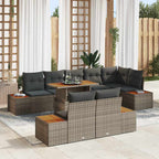 Garten Essgruppe mit Kissen 9 pcs Grau und Braun