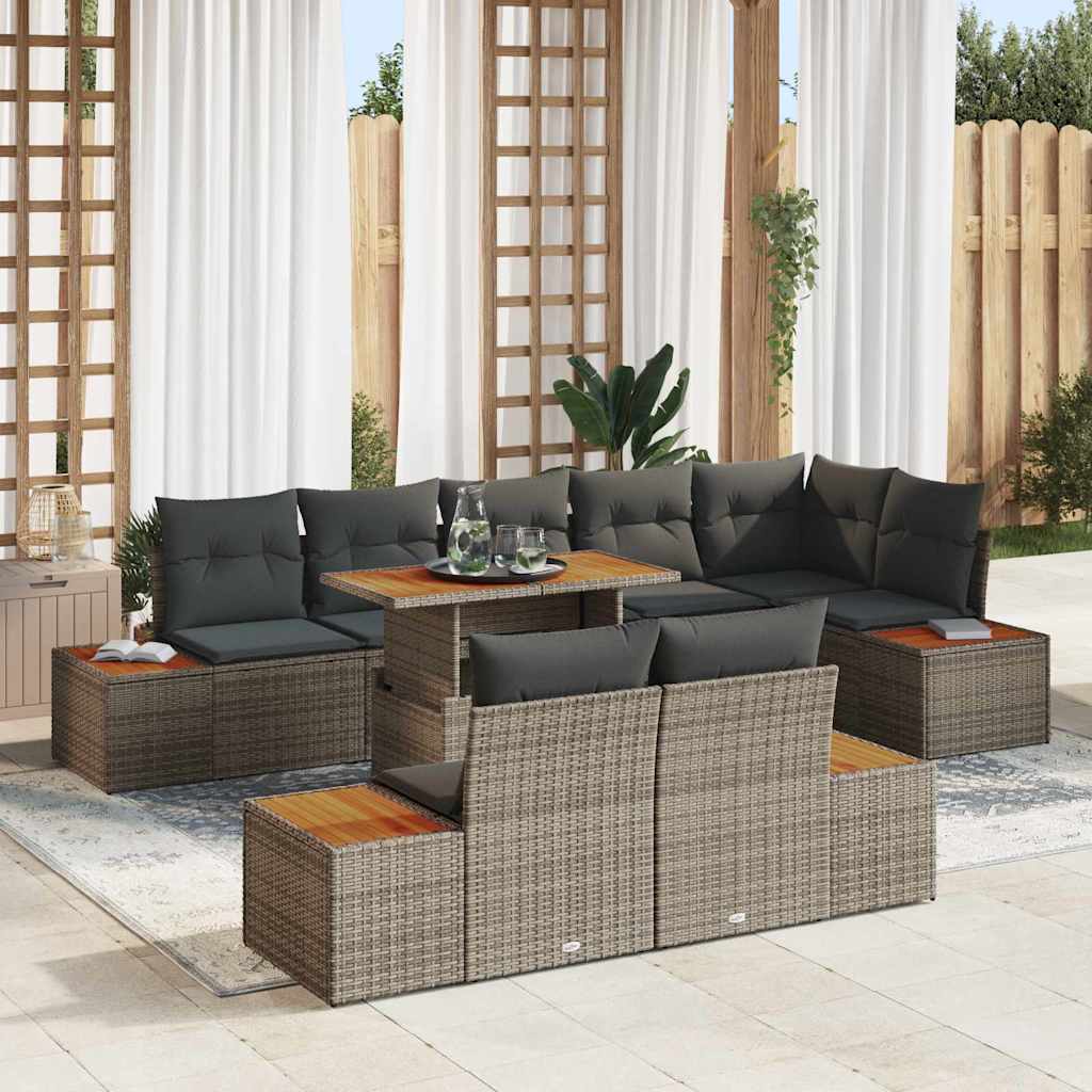 Garten Essgruppe mit Kissen 9 pcs Grau und Braun