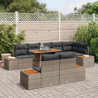 Garten Essgruppe mit Kissen 9 pcs Grau und Braun