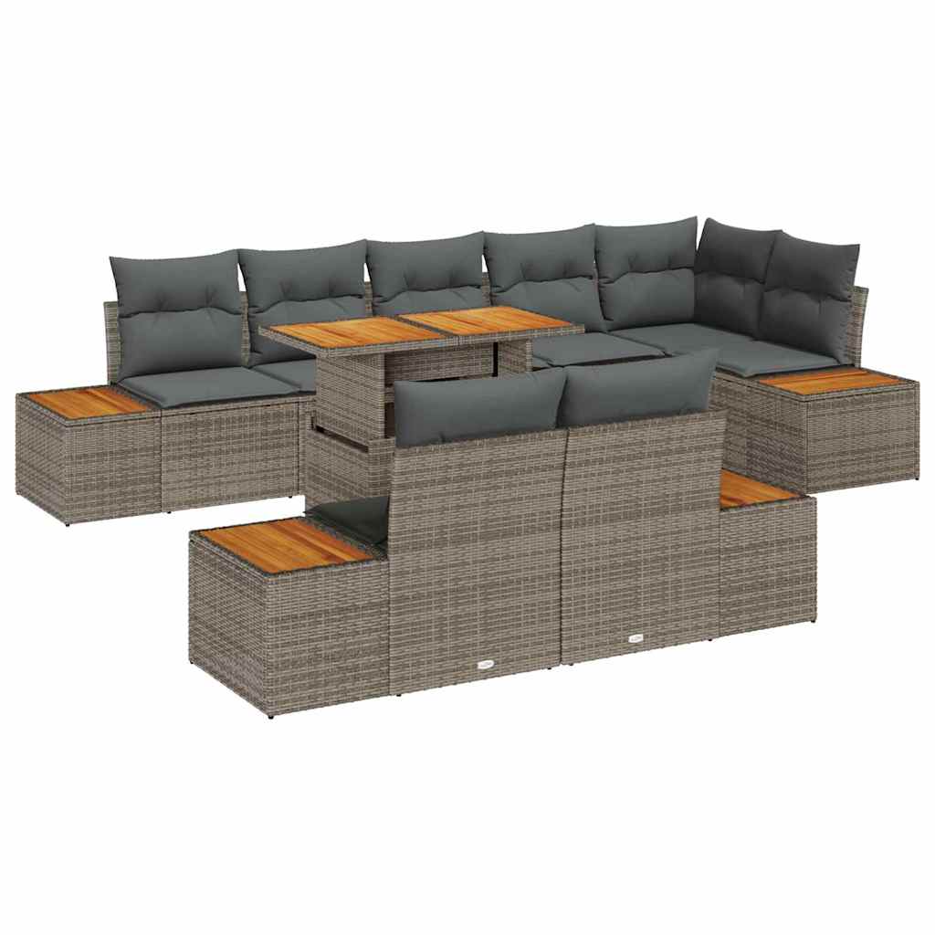 Garten Essgruppe mit Kissen 9 pcs Grau und Braun