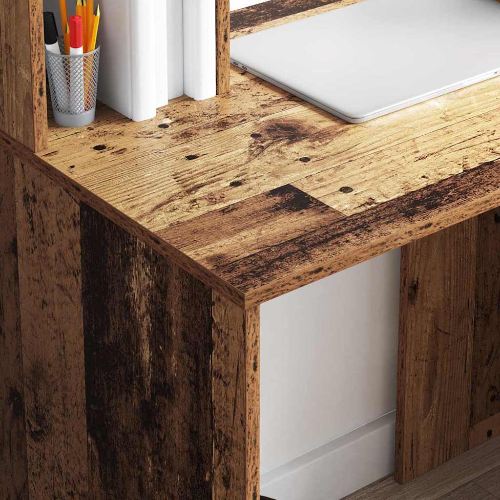 Schreibtisch mit Regal Altholz 91 x 50 x 149 cm Holzwerkstoff