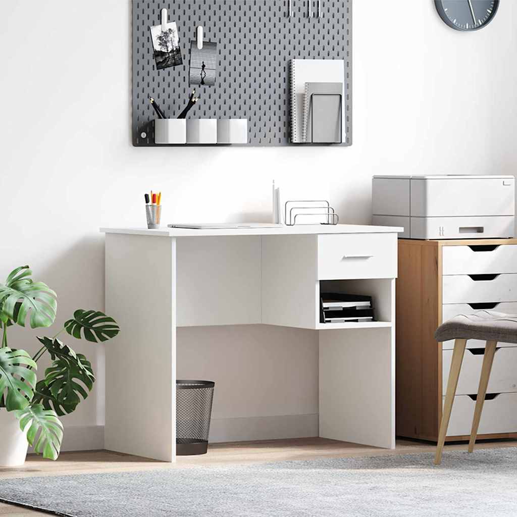 Schreibtisch mit Schubladen Weiß 90 x 49 x 75 cm Holzwerkstoff