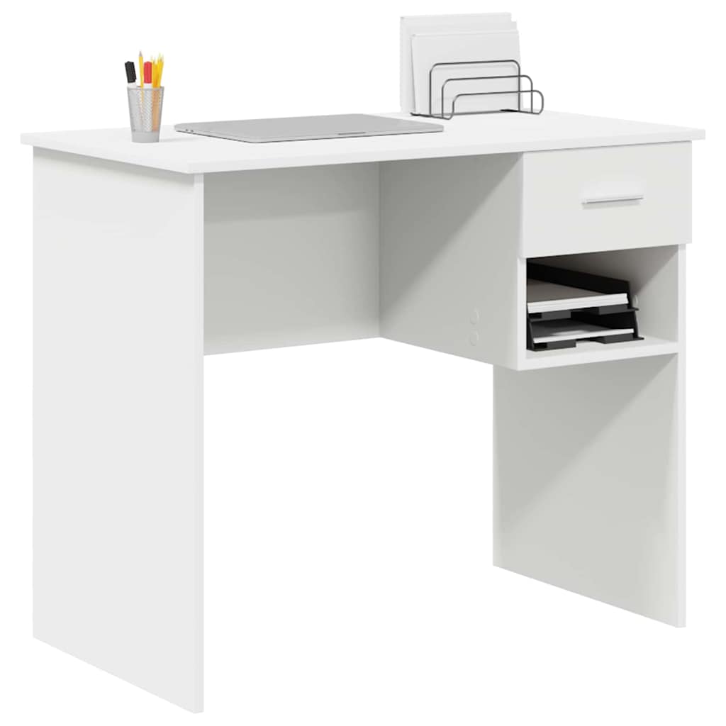 Schreibtisch mit Schubladen Weiß 90 x 49 x 75 cm Holzwerkstoff