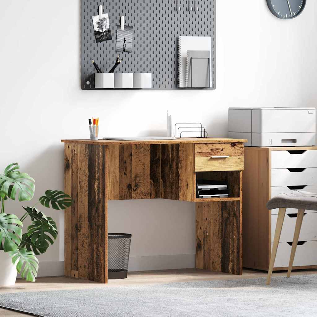 Schreibtisch mit Regal Altholz 90 x 49 x 75 cm Holzwerkstoff