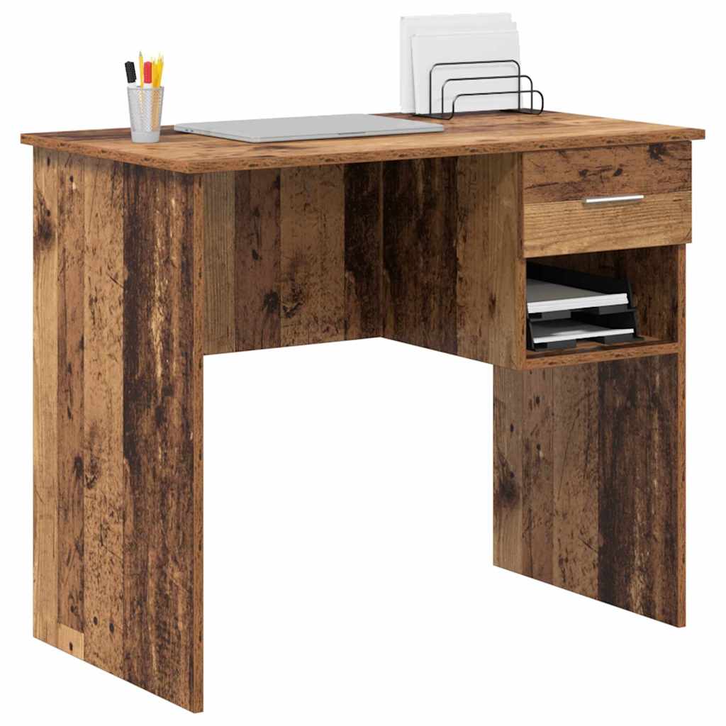Schreibtisch mit Regal Altholz 90 x 49 x 75 cm Holzwerkstoff