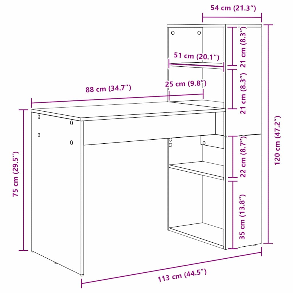 Schreibtisch Beton Grau 113 x 54 x 120 cm Holzwerkstoff