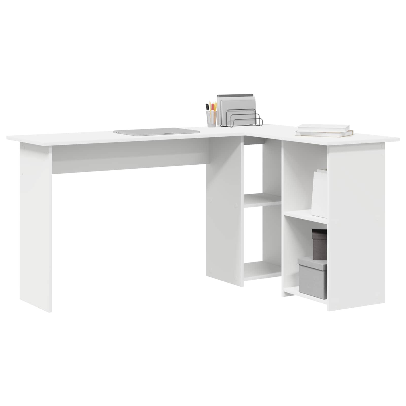Schreibtisch mit Regal Weiß 142 x 102 x 73 cm Holzwerkstoff