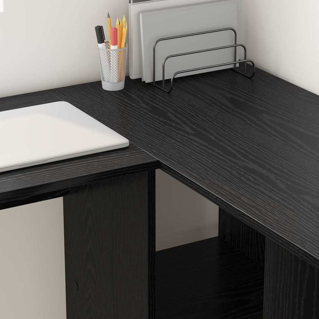 Schreibtisch mit Regal Schwarz Eichen-Optik 142 x 102 x 73 cm