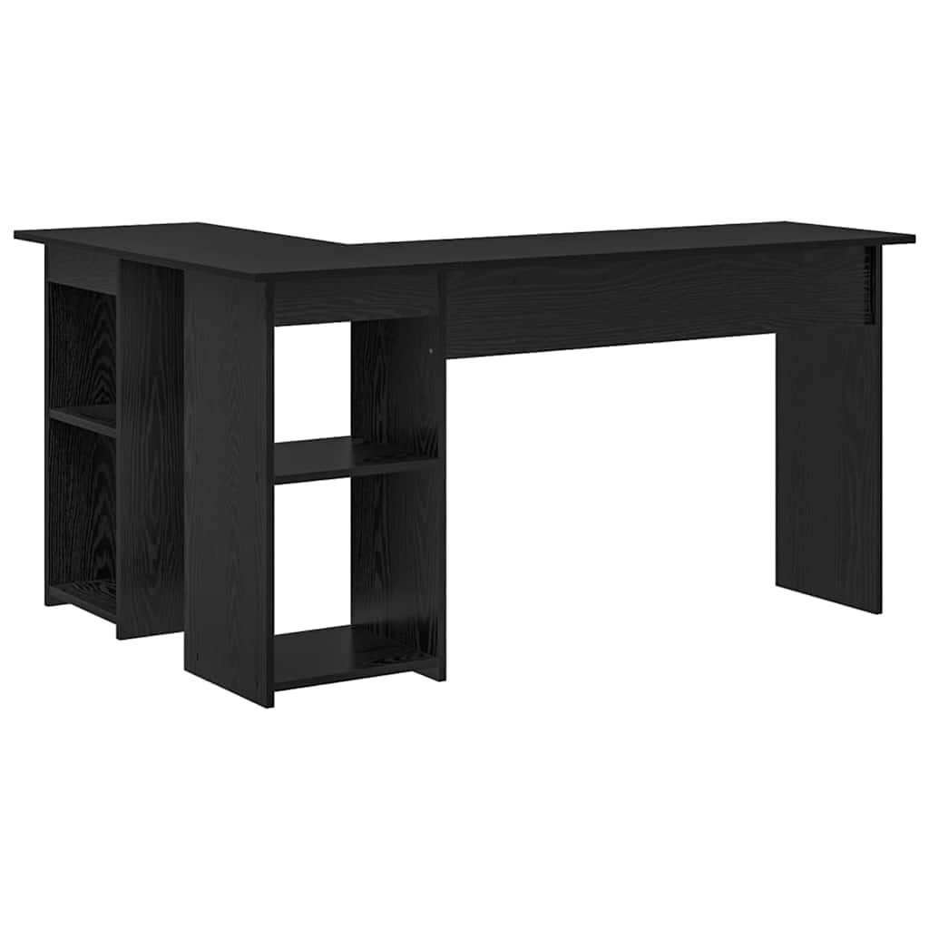 Schreibtisch mit Regal Schwarz Eichen-Optik 142 x 102 x 73 cm
