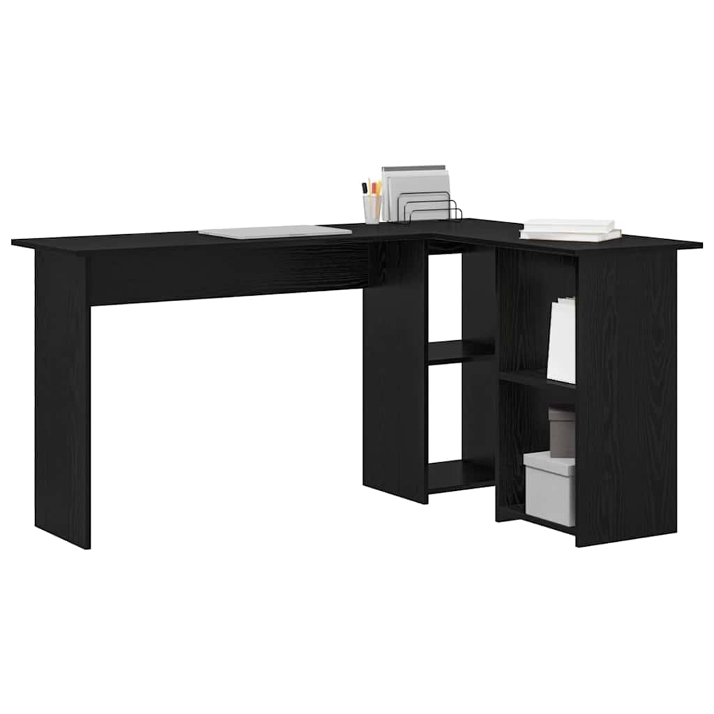 Schreibtisch mit Regal Schwarz Eichen-Optik 142 x 102 x 73 cm