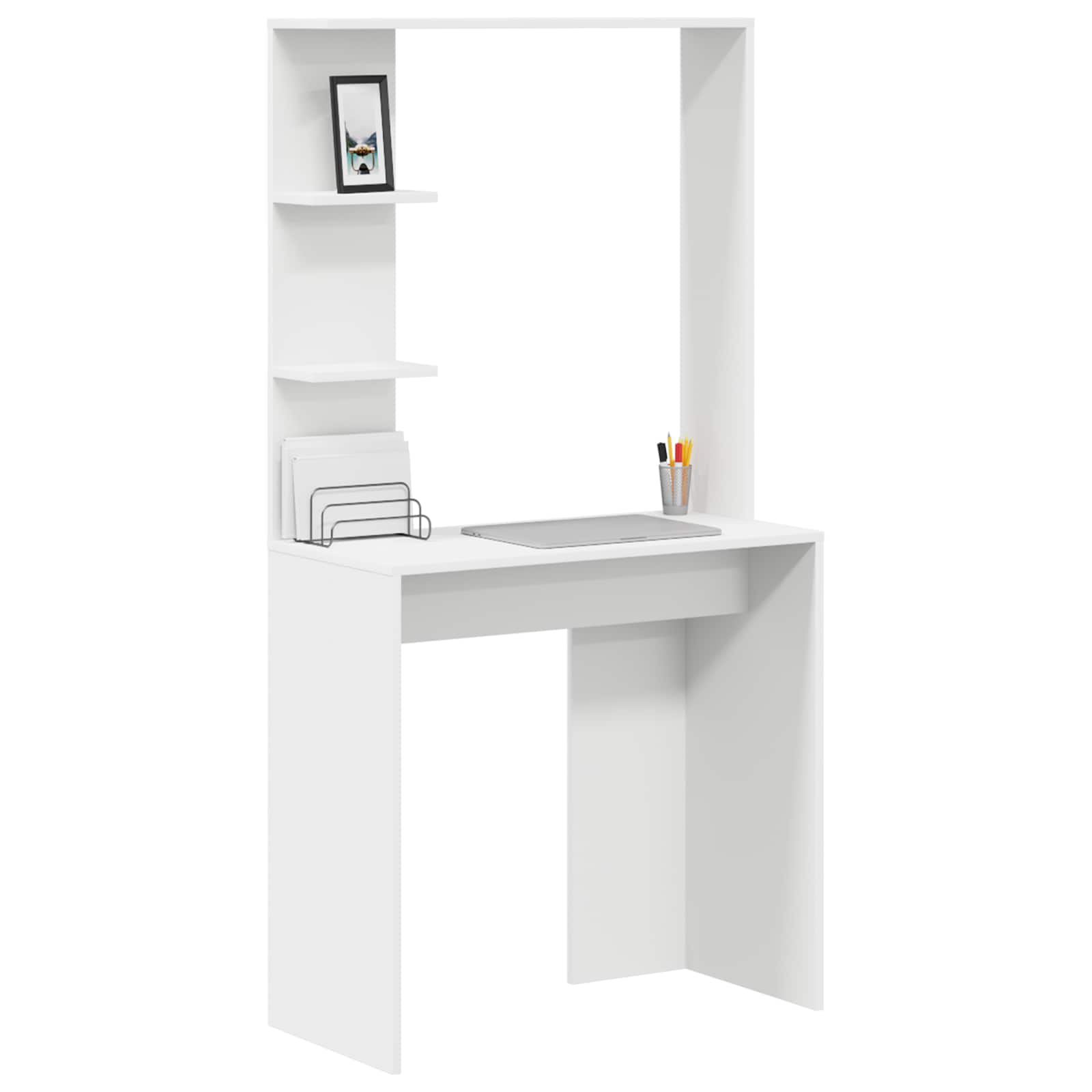 Schreibtisch mit Regal Weiß 78,5 x 37 x 154,5 cm Holzwerkstoff
