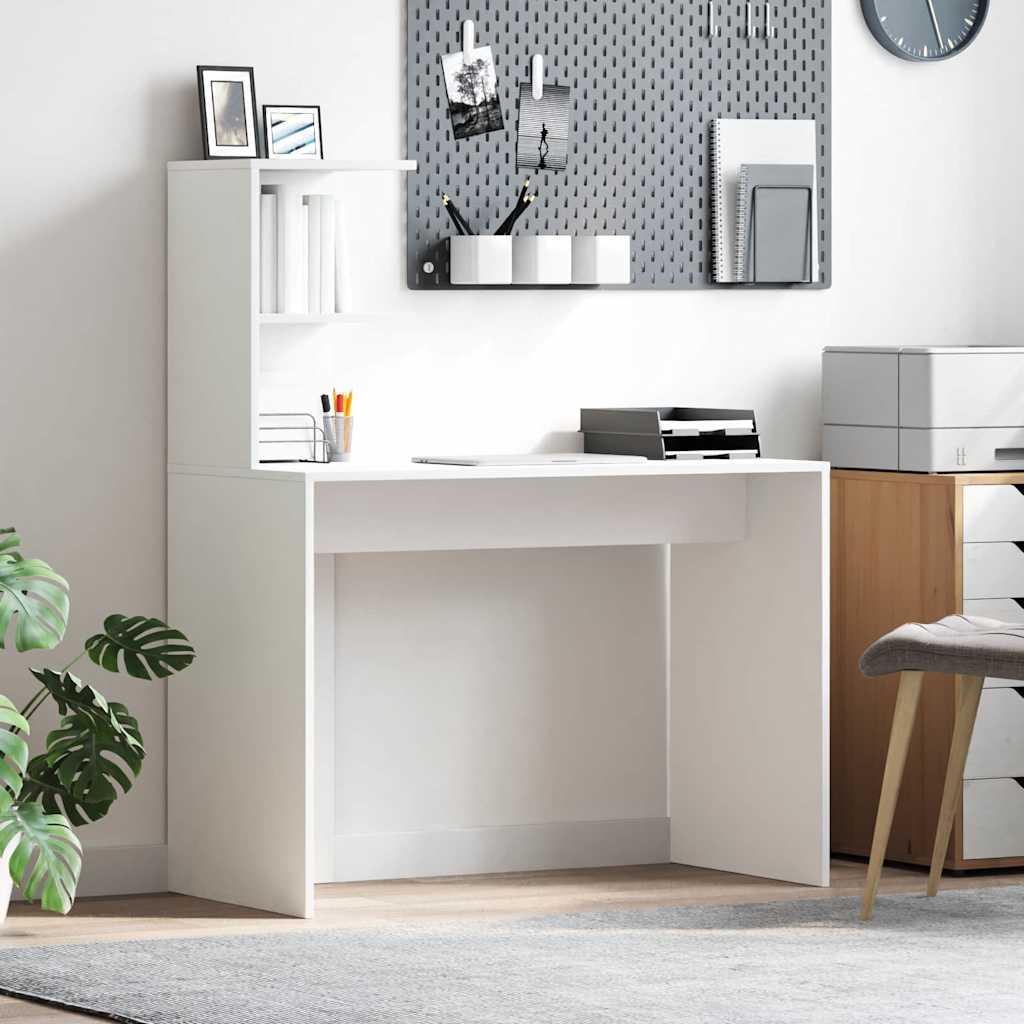 Schreibtisch mit Regal Weiß 102 x 50 x 124 cm Holzwerkstoff