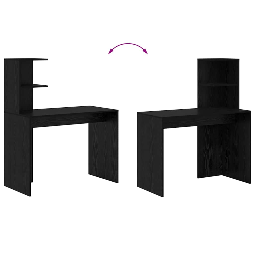 Schreibtisch mit Regal Schwarz Eichen-Optik 102 x 50 x 124 cm