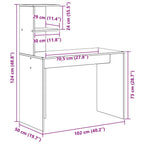 Schreibtisch Graues Sonoma 102 x 50 x 124 cm Holzwerkstoff