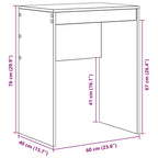 Schreibtisch Schwarz Eichen-Optik 60 x 40 x 76 cm