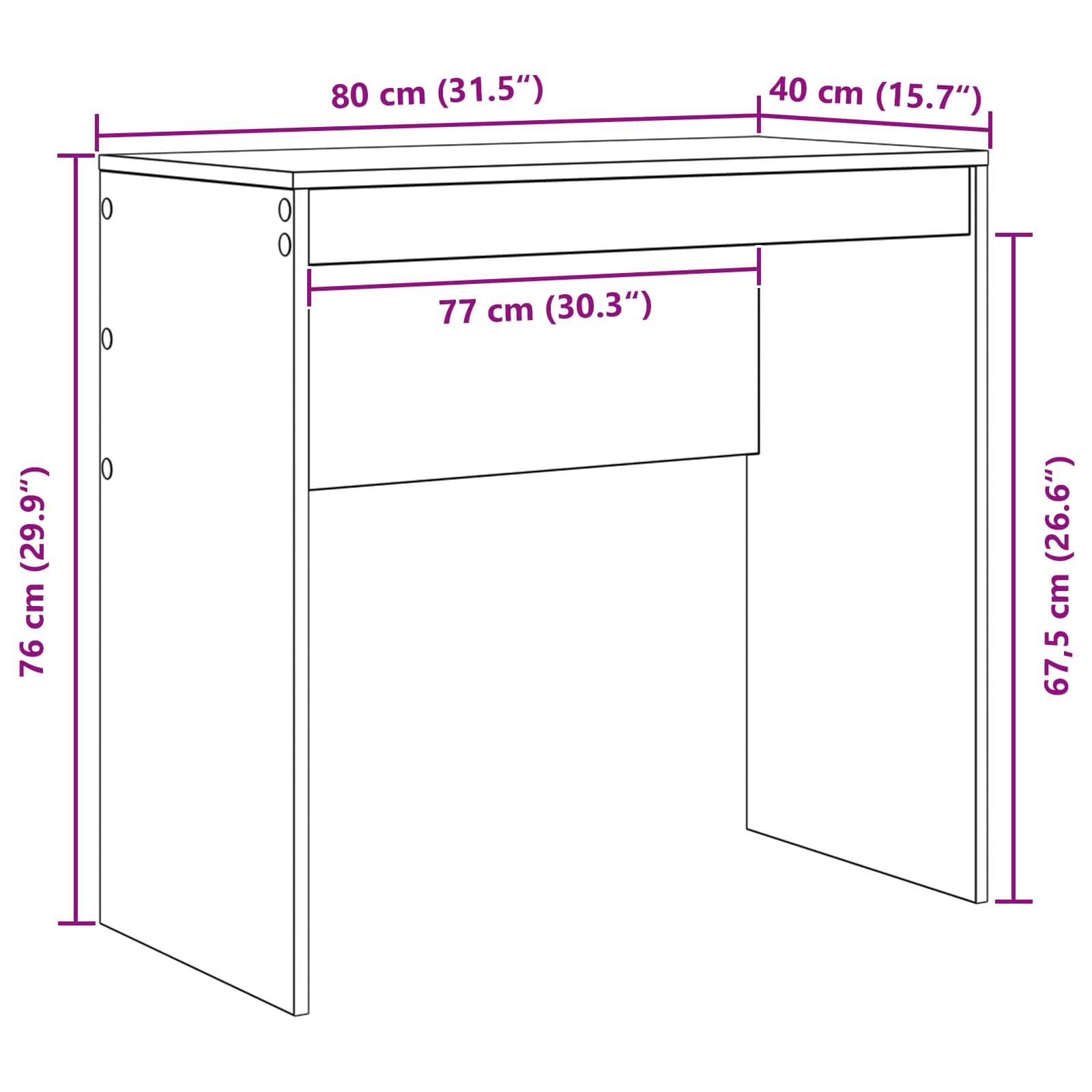 Schreibtisch Weiß 80 x 40 x 76 cm