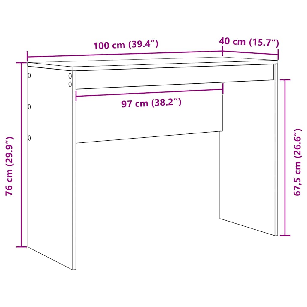 Schreibtisch Geräucherte Eiche 100 x 40 x 76 cm