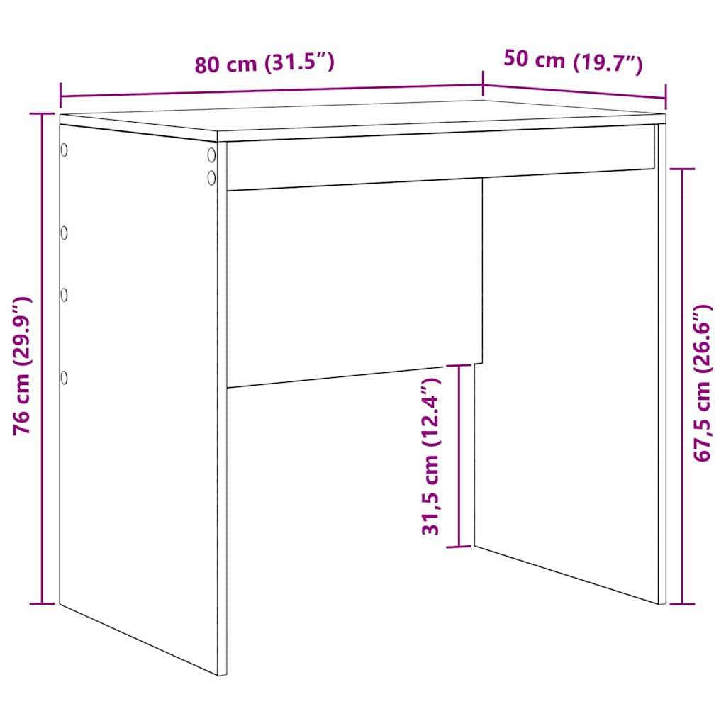 Schreibtisch Schwarz Eichen-Optik 80 x 50 x 76 cm