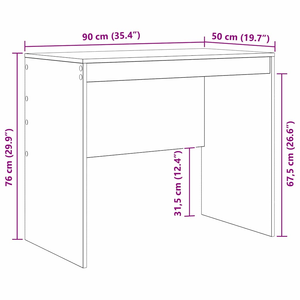 Schreibtisch Weiß 90 x 50 x 76 cm