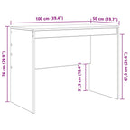 Schreibtisch Schwarz Eichen-Optik 100 x 50 x 76 cm