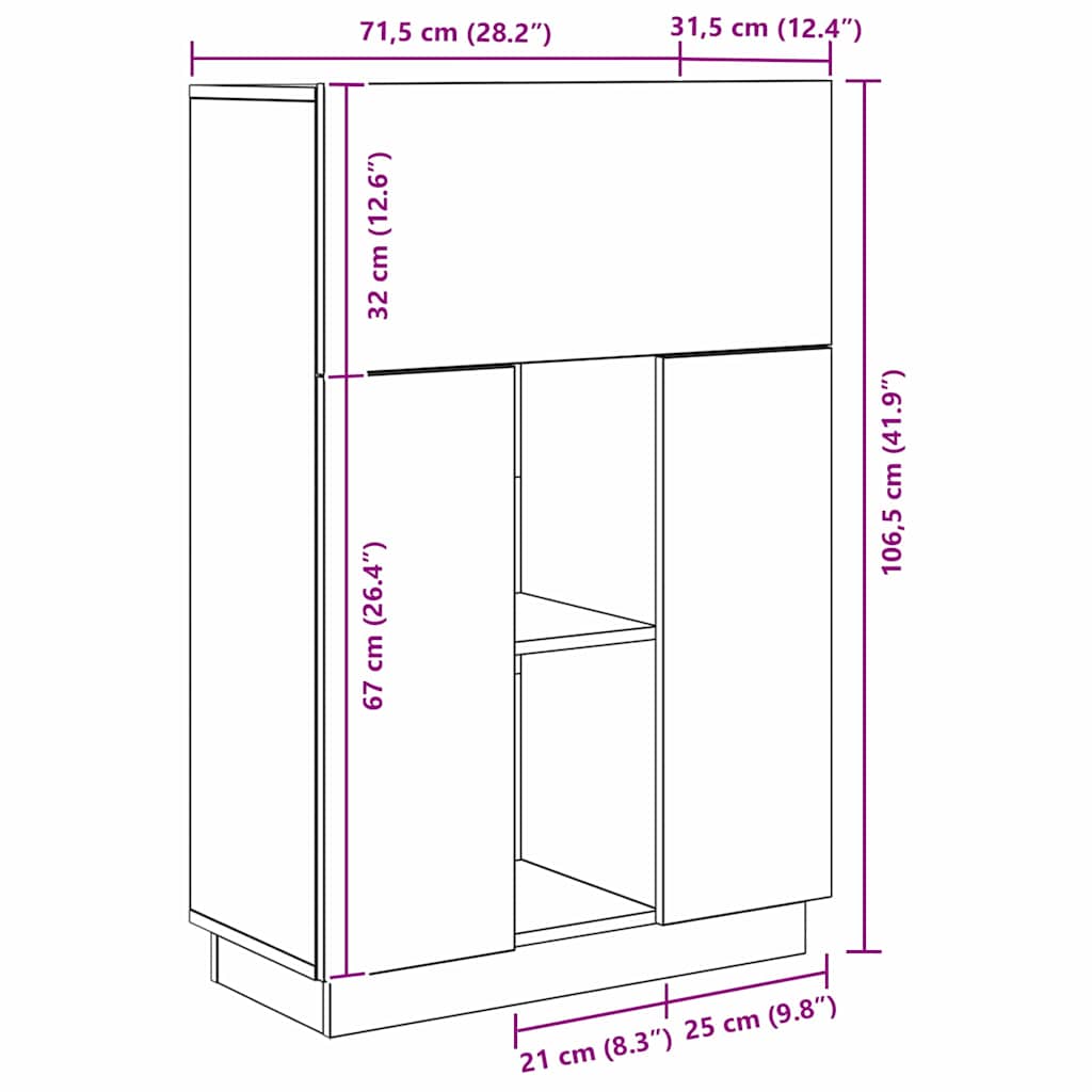 Schreibtisch Graues Sonoma 71.5 x 31.5 x 106.5 cm Holzwerkstoff