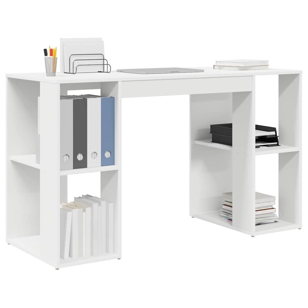 Schreibtisch mit Regal Weiß 130 x 50,5 x 75 cm Holzwerkstoff