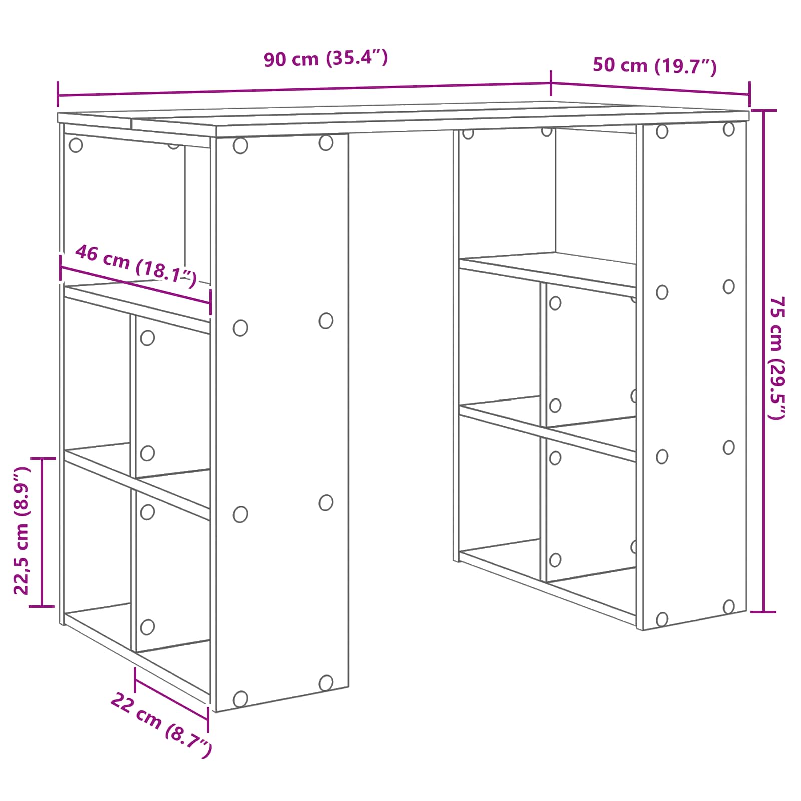 Schreibtisch mit Regal Weiß 90 x 50 x 75 cm Holzwerkstoff