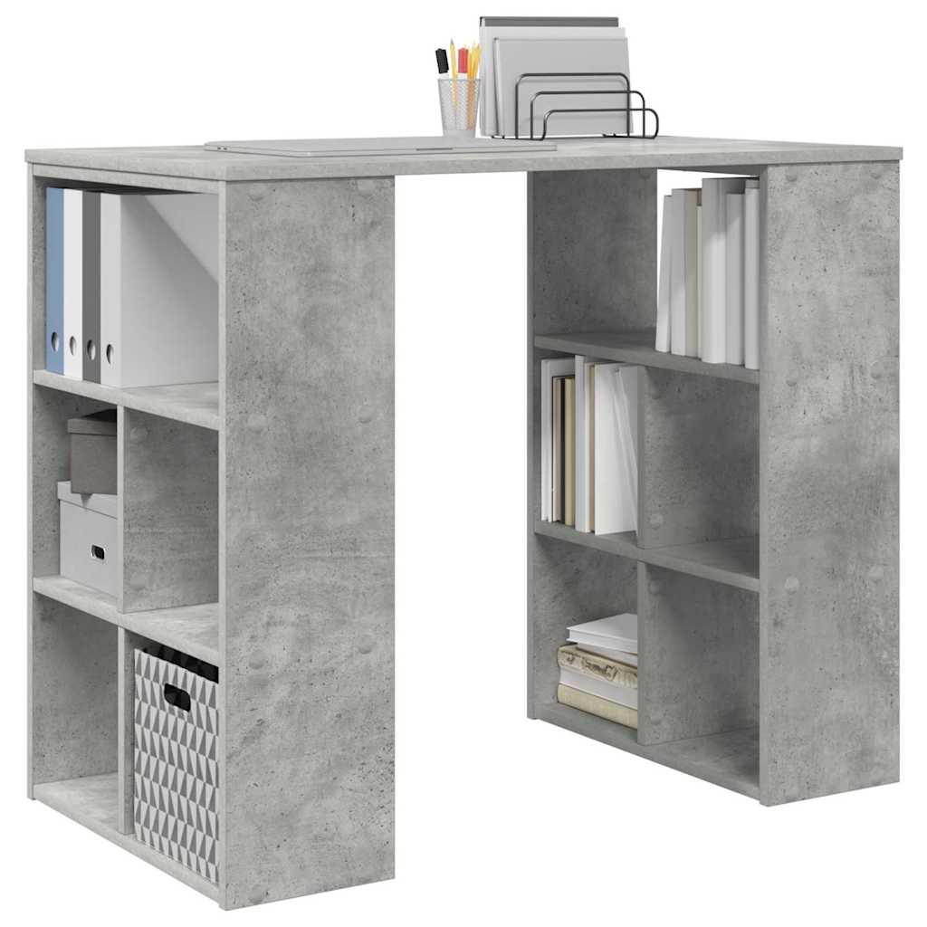 Schreibtisch mit Regal Beton Grau 90 x 50 x 75 cm Holzwerkstoff