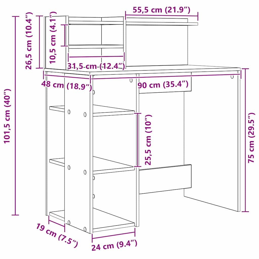 Schreibtisch Beton Grau 90 x 48 x 101,5 cm Holzwerkstoff