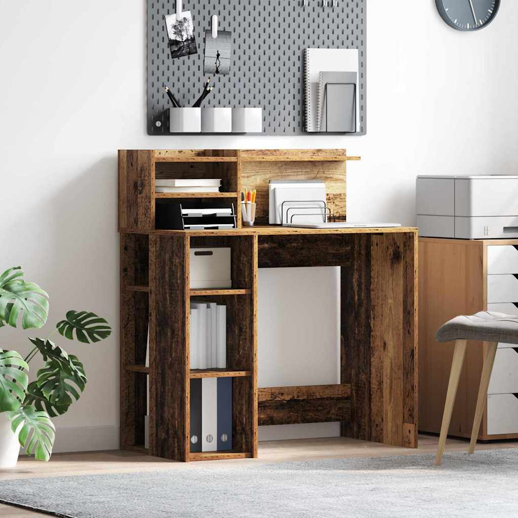 Schreibtisch mit Regal Altholz 90 x 48 x 101,5 cm Holzwerkstoff