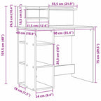 Schreibtisch Artisan-Eiche 90 x 48 x 101,5 cm Holzwerkstoff