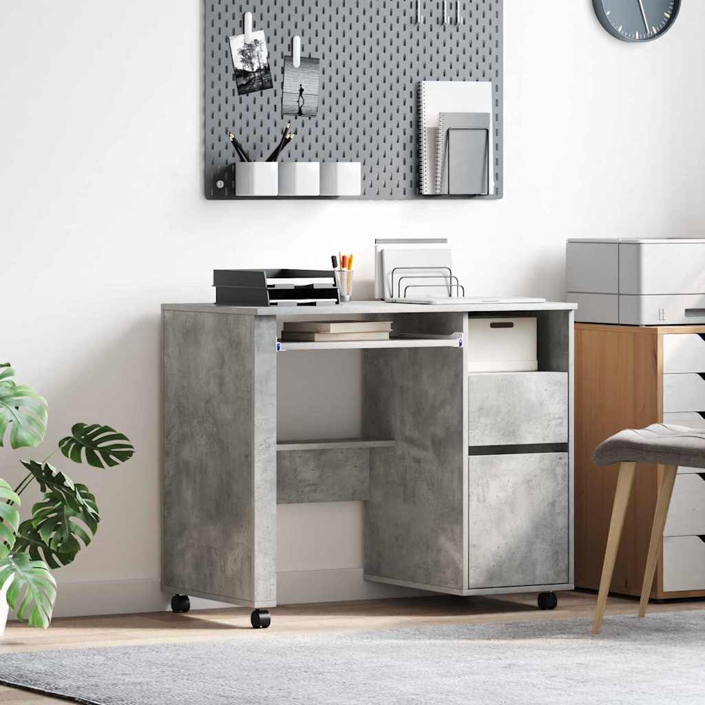 Tisch mit Rädern Beton Grau 91 x 50 x 77 cm Holzwerkstoff
