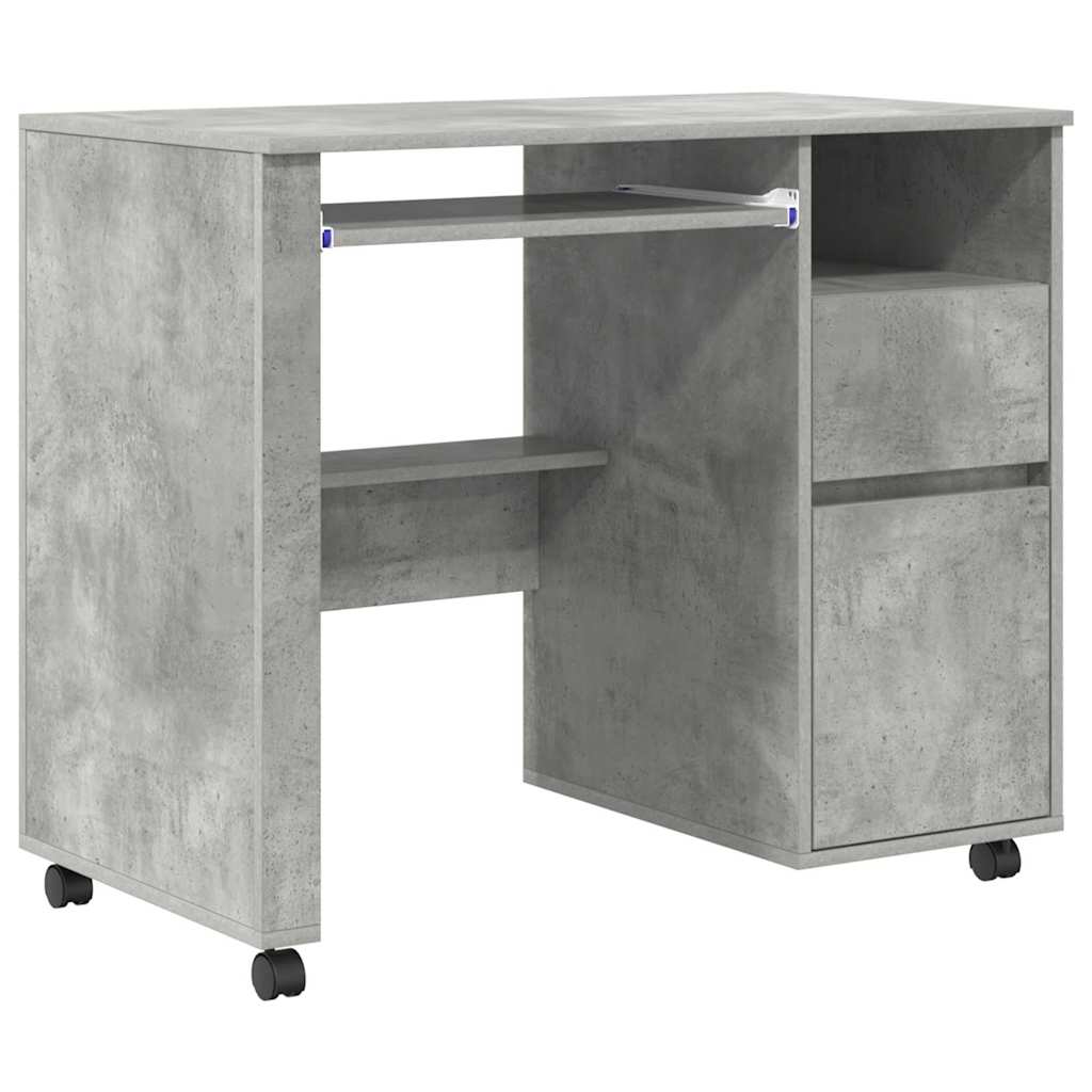 Tisch mit Rädern Beton Grau 91 x 50 x 77 cm Holzwerkstoff
